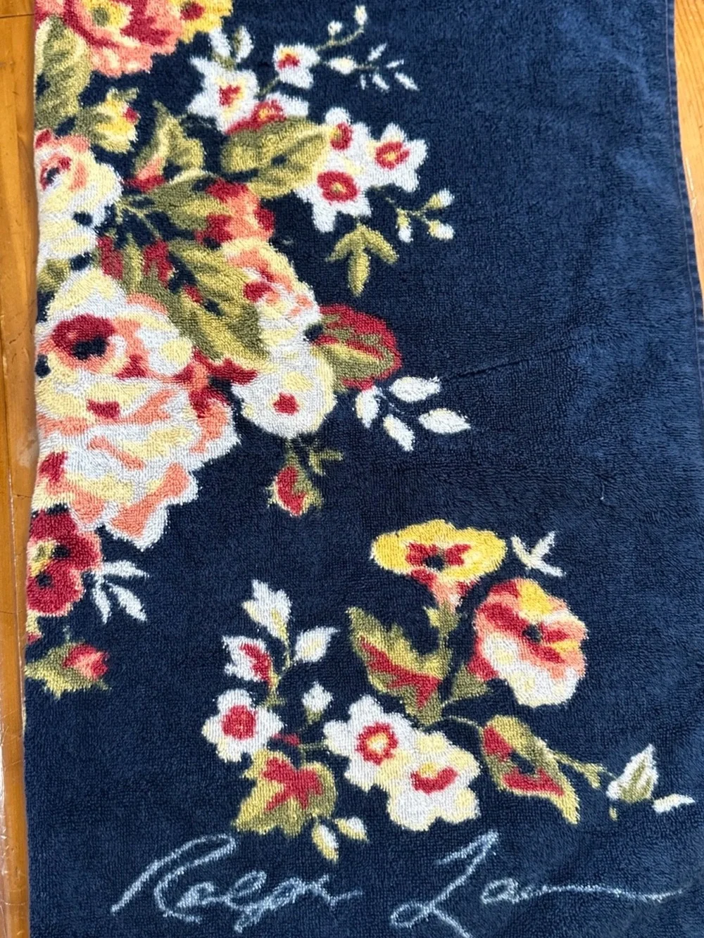 Vintage Ralph Lauren Bath Towels x5. English Style Cabbage Rose Bouquet Pattern